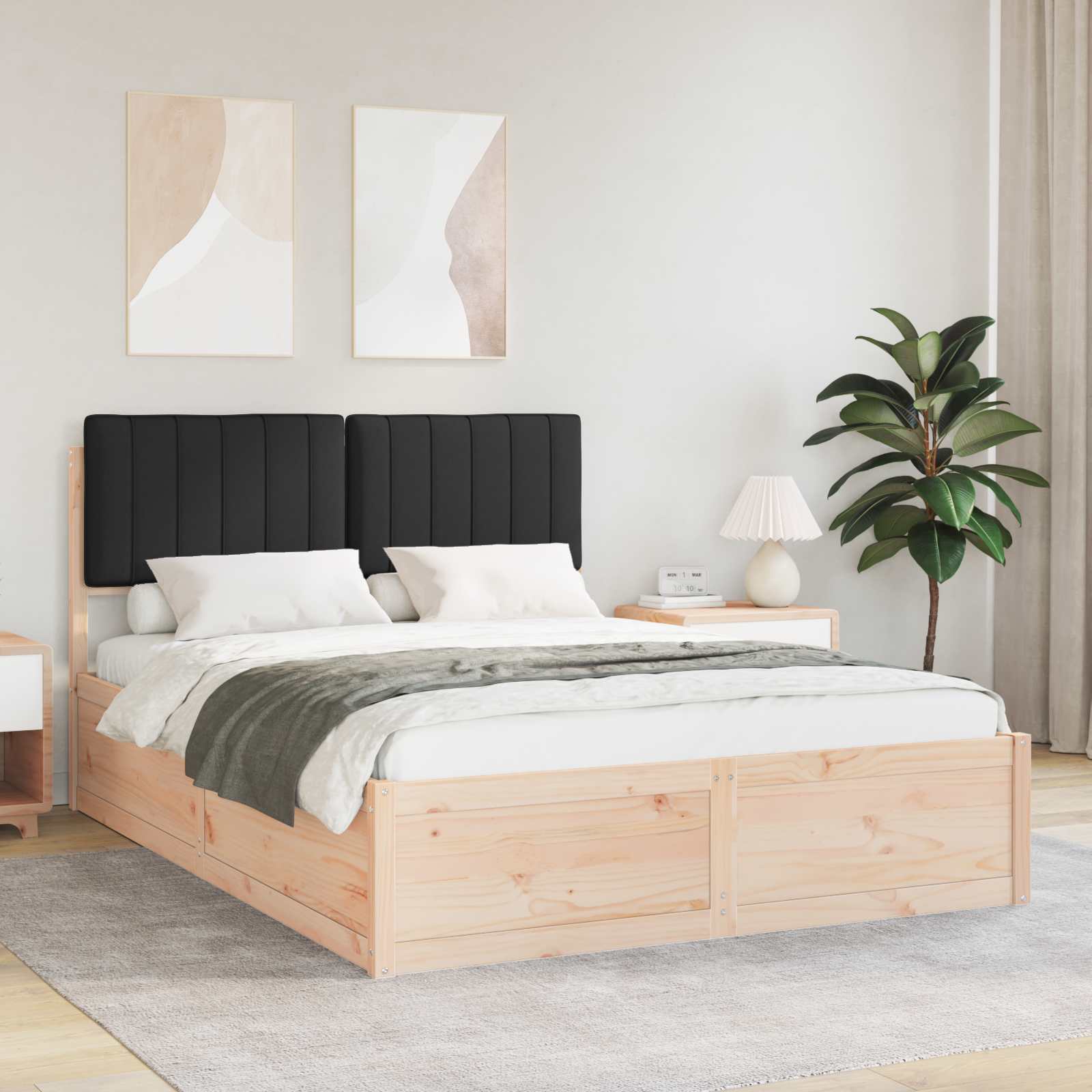 vidaXL Bedframe met Gevoerd Hoofdgedeelte Lichtgrijs 200 x 200 cm