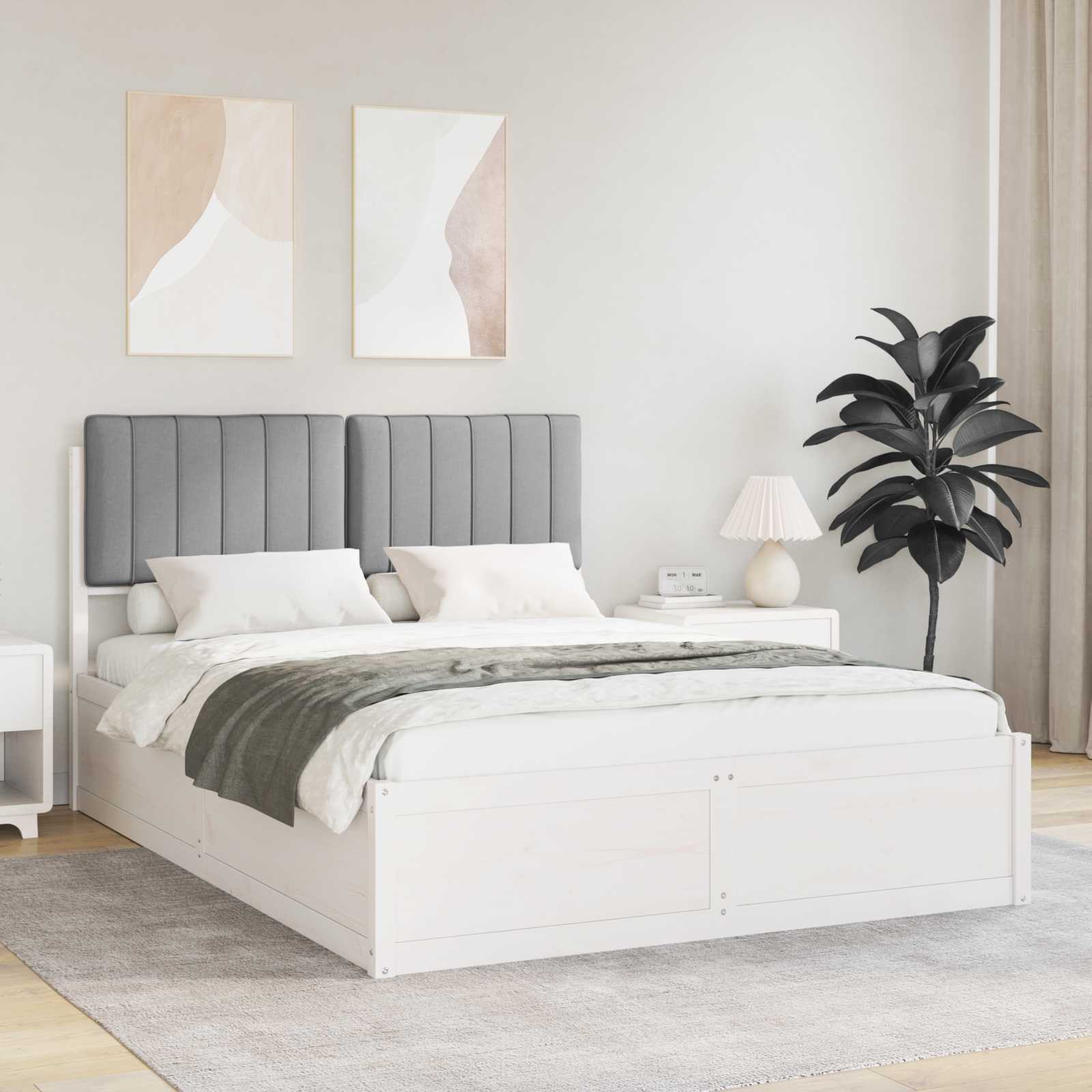 vidaXL Bedframe met Gevoerd Hoofdgedeelte Lichtgrijs 200 x 200 cm