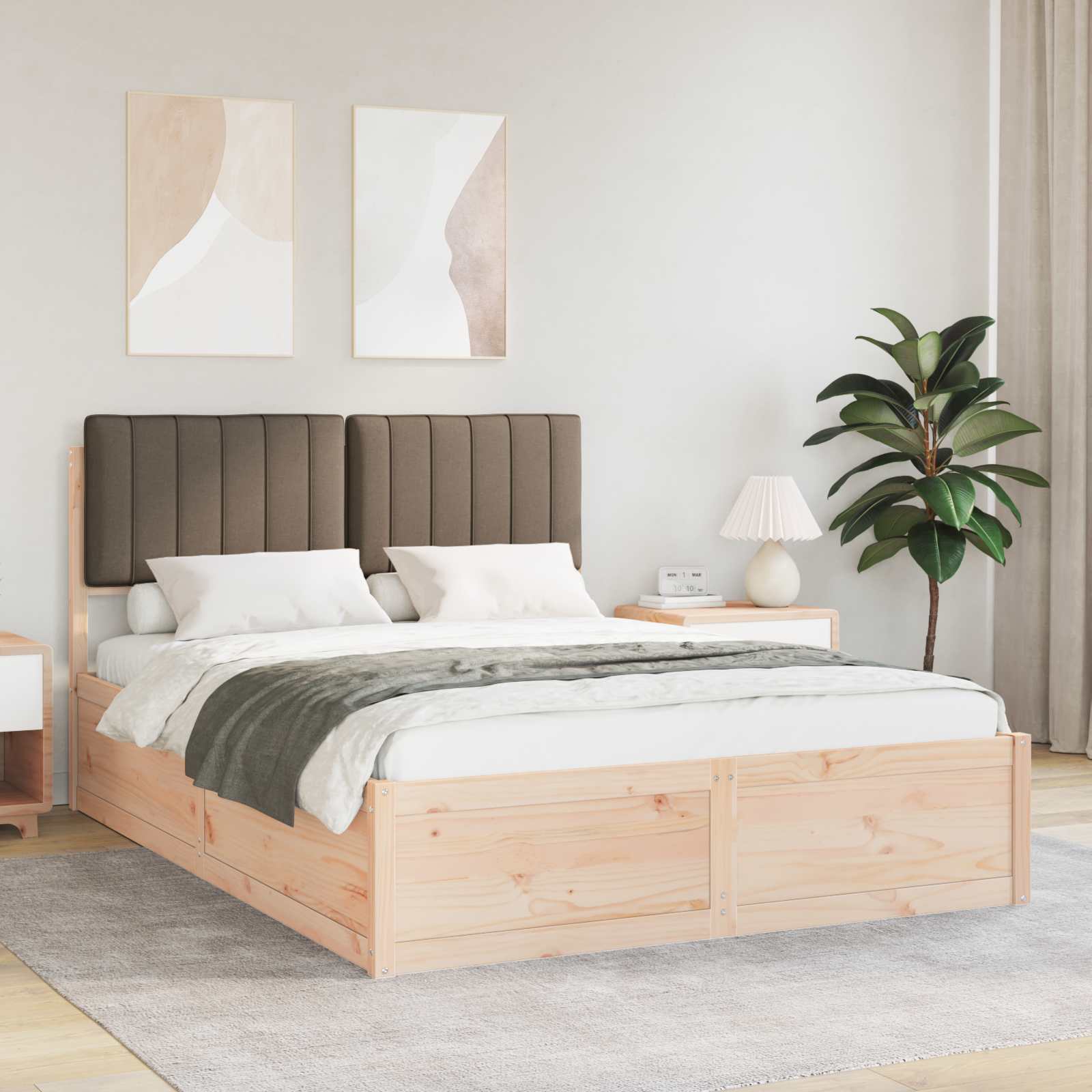 vidaXL Bedframe met Gevoerd Hoofdgedeelte Lichtgrijs 200 x 200 cm