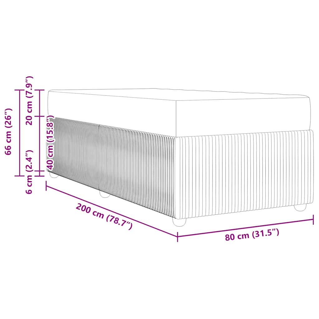 vidaXL Bedframe met matras Anders Donkergrijs 80 x 200 cm Fluweel