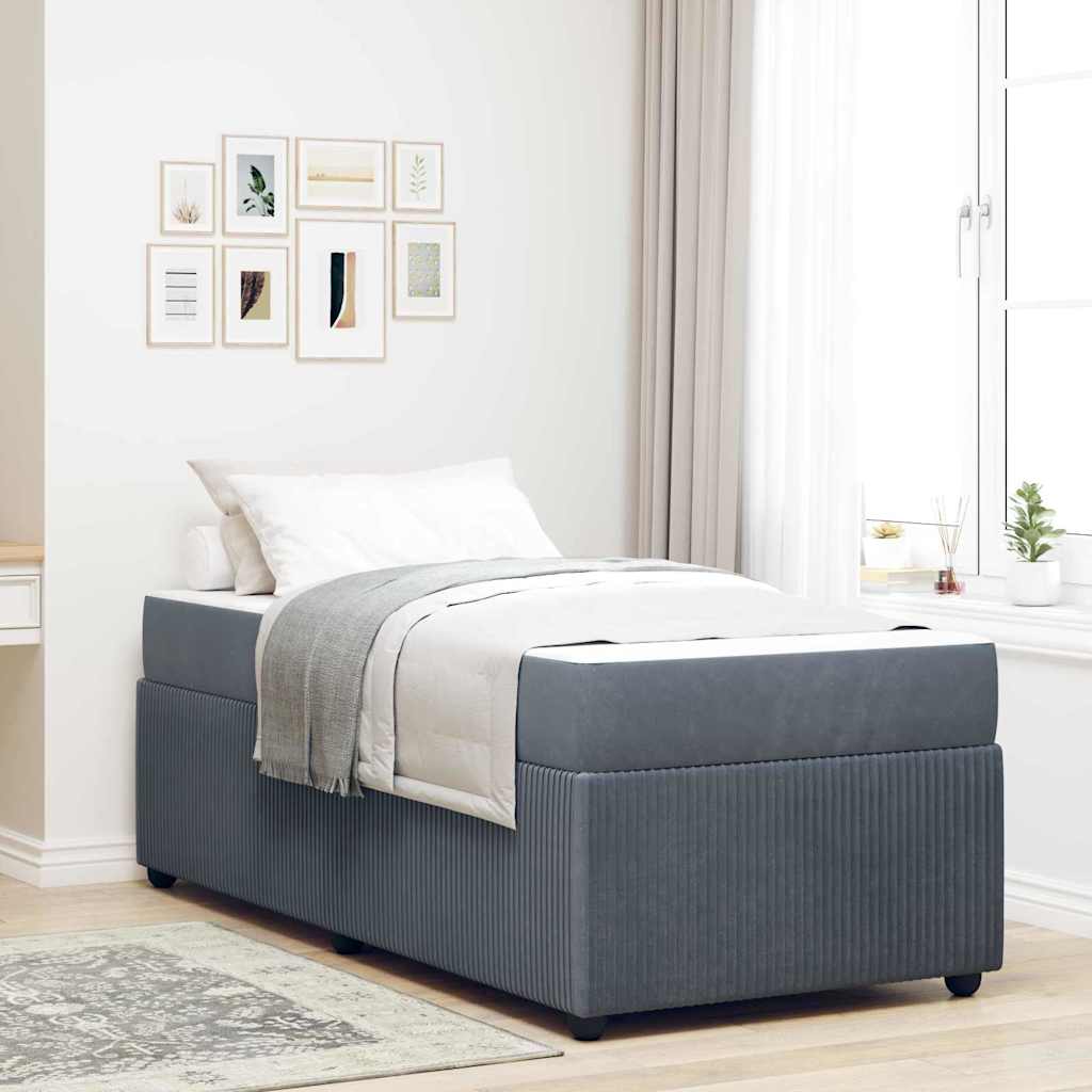 vidaXL Bedframe met matras Anders Donkergrijs 80 x 200 cm Fluweel