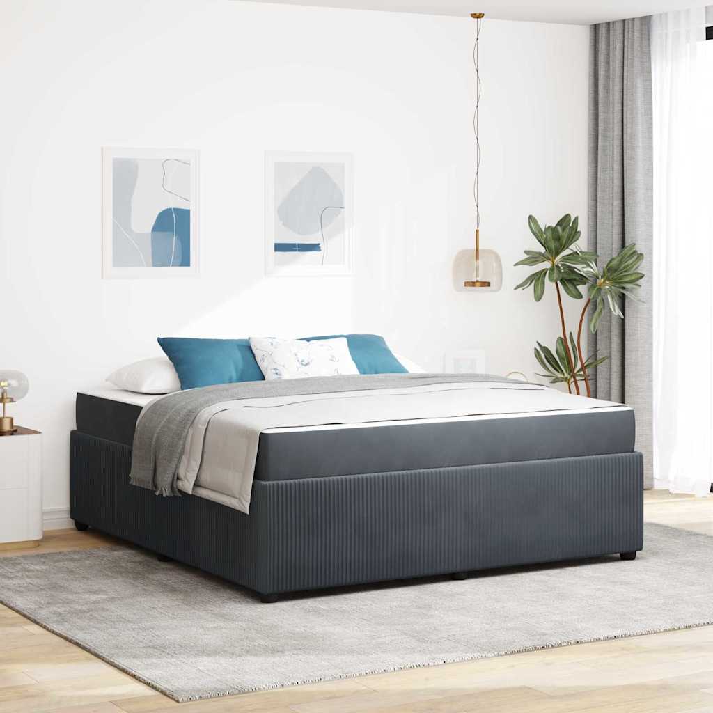 vidaXL Bedframe met matras Anders Donkergrijs 80 x 200 cm Fluweel