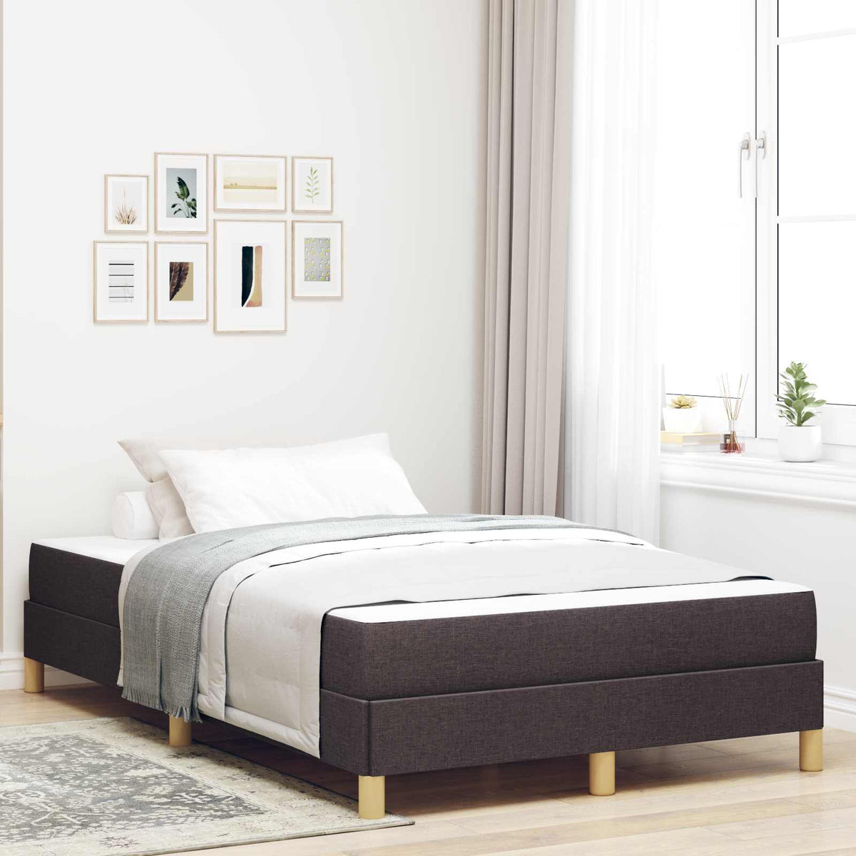 vidaXL Boxspring bed Lichtgrijs, Bruin 80 x 200 cm
