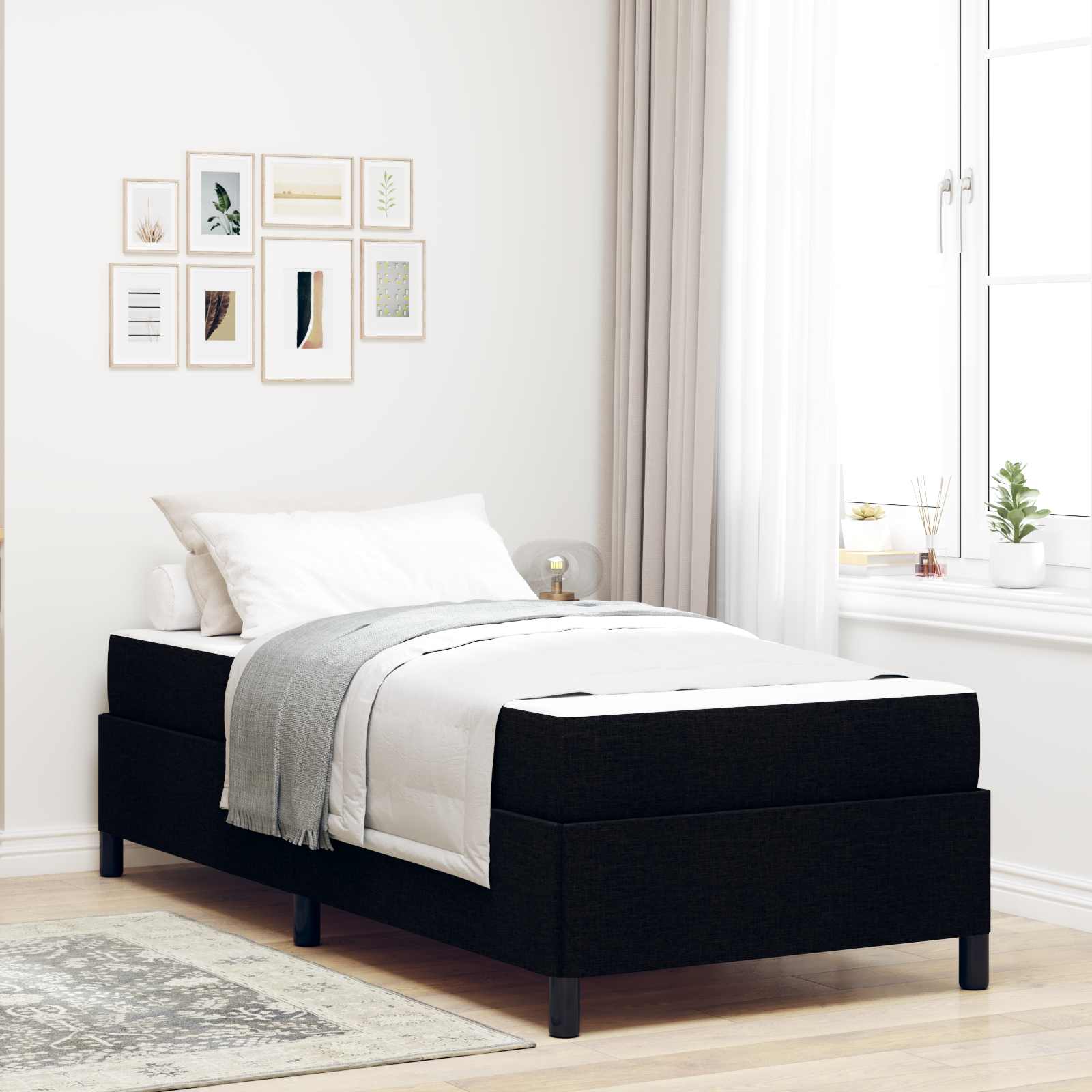 vidaXL Boxspring bed Lichtgrijs, Zwart 80 x 200 cm