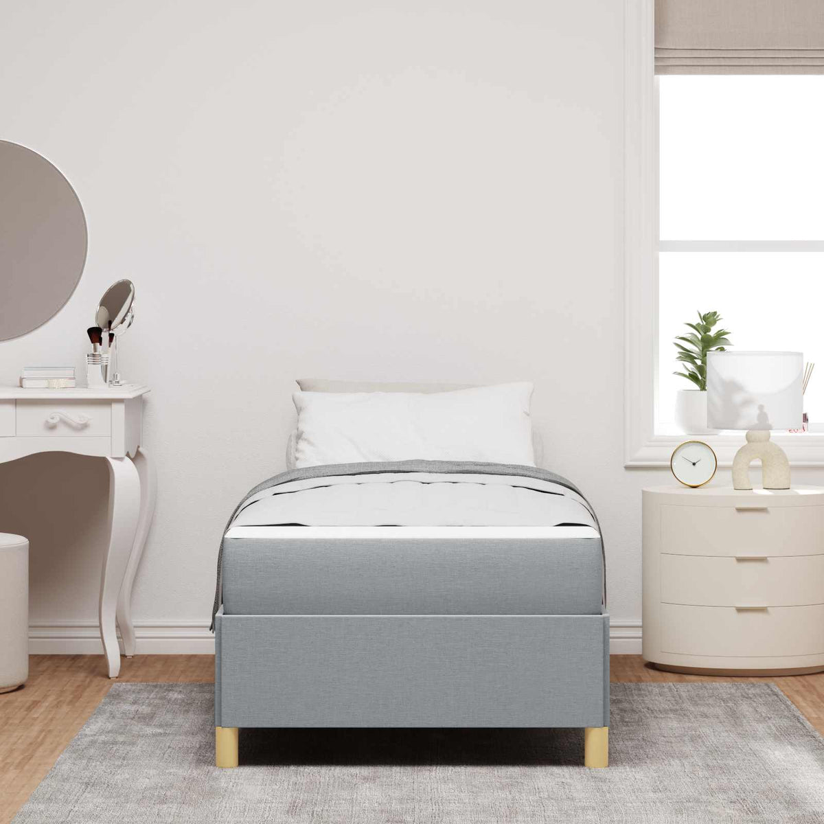 vidaXL Boxspring bed Lichtgrijs en Bruin en Wit 80 x 200 cm Stof