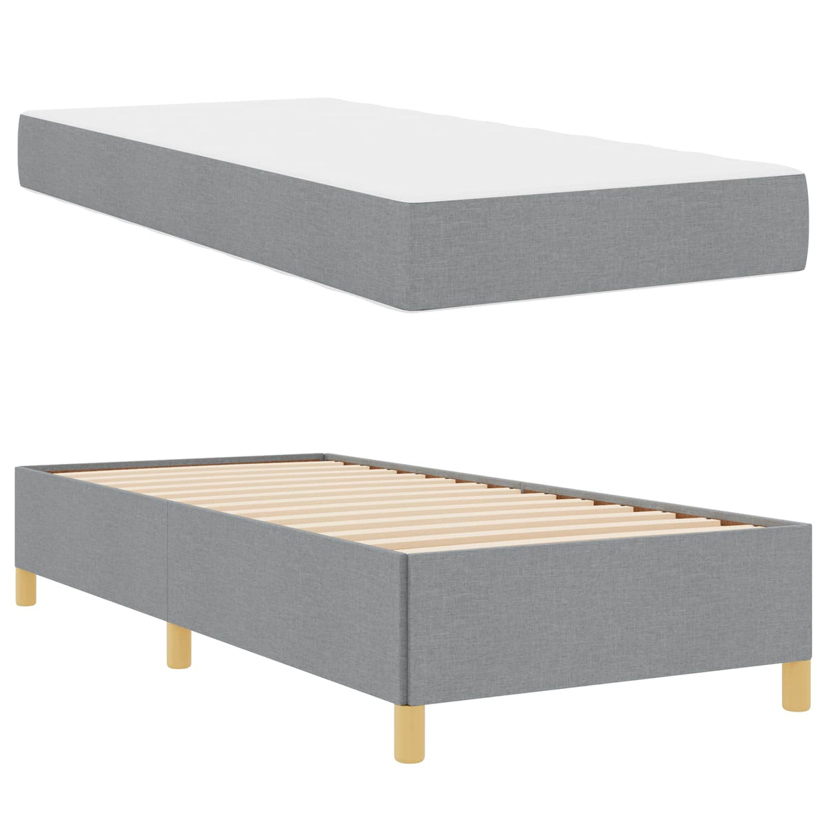 vidaXL Boxspring bed Lichtgrijs en Bruin en Wit 80 x 200 cm Stof