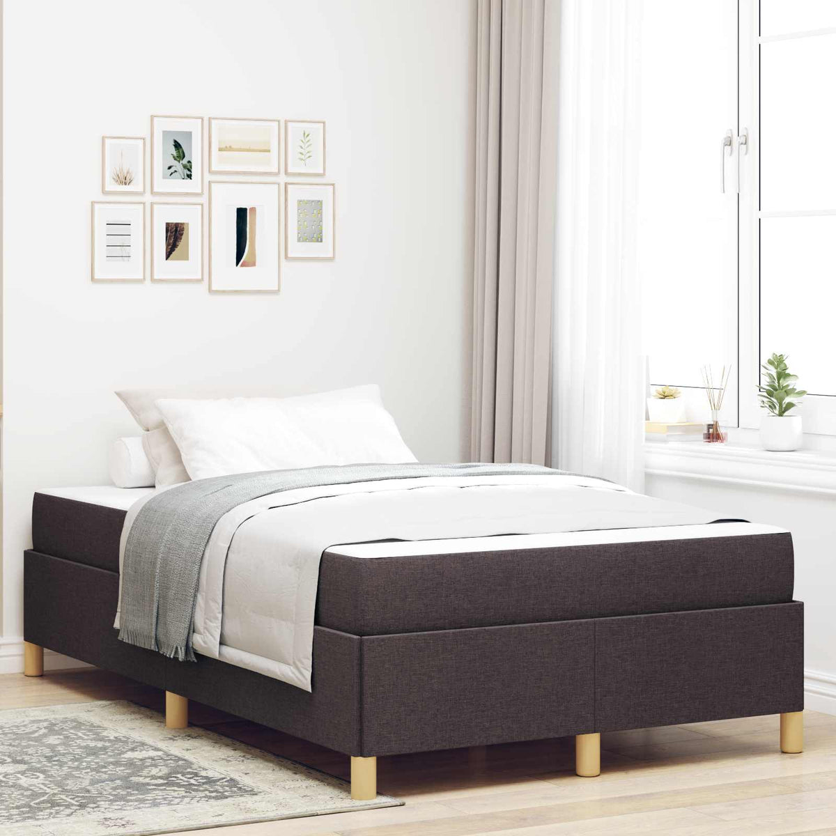 vidaXL Boxspring bed Lichtgrijs en Bruin en Wit 80 x 200 cm Stof