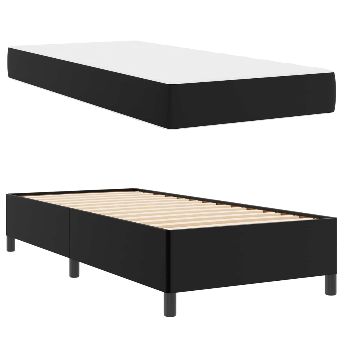 vidaXL Bedframe met matras met matras Zwart 80 x 200 cm Kunstleer