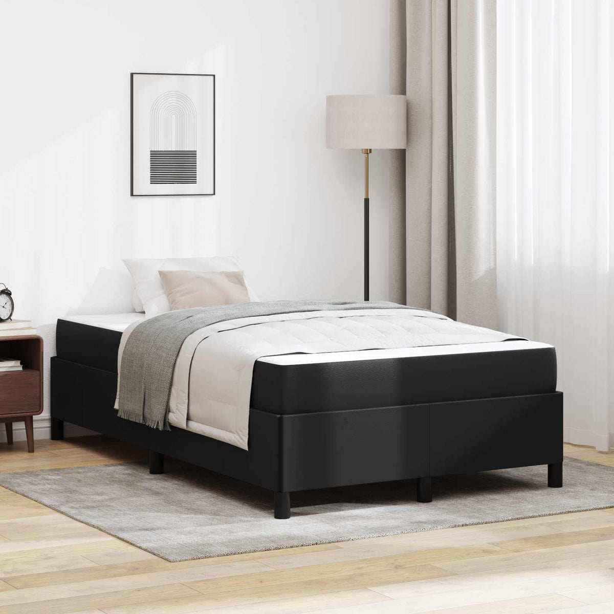 vidaXL Bedframe met matras met matras Zwart 80 x 200 cm Kunstleer