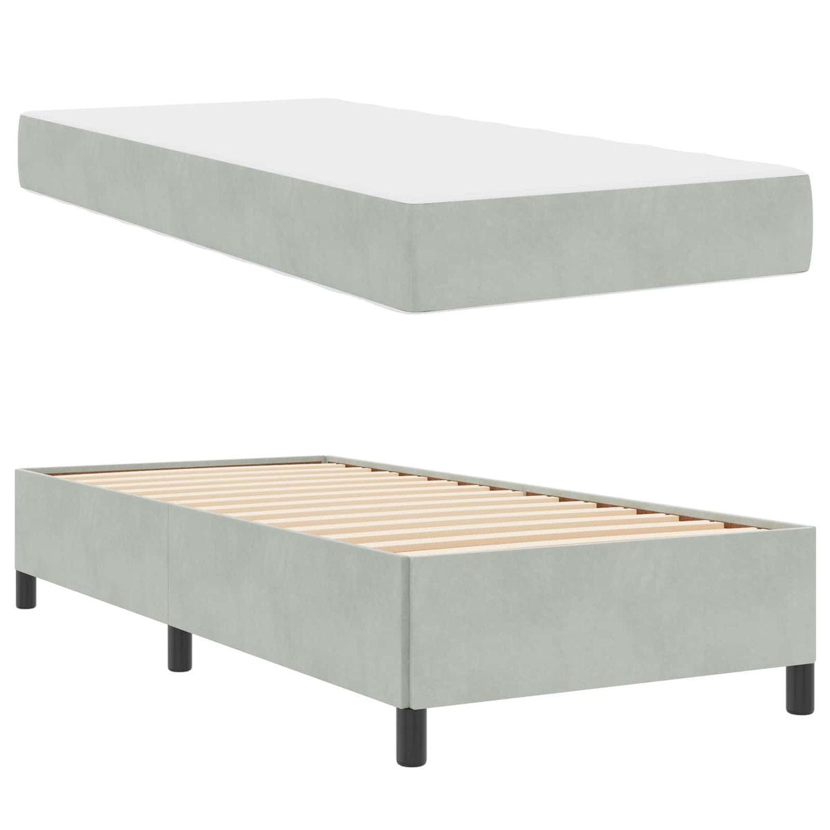 vidaXL Bedframe Lichtgrijs, grijs en wit 80 x 200 cm Fluweel