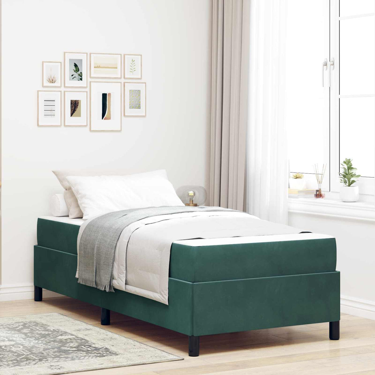 vidaXL Bedframe Lichtgrijs, grijs en wit 80 x 200 cm Fluweel