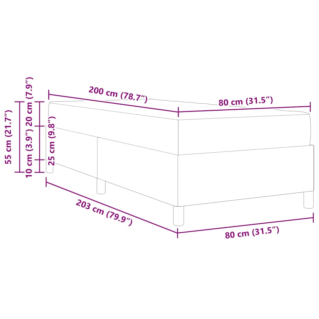 vidaXL Bedframe Lichtgrijs 80 x 200 cm Katoenen stof