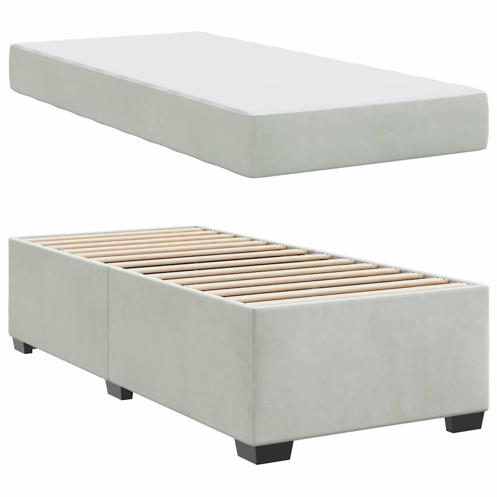 vidaXL Bedframe met matras met matras Lichtgrijs 80 x 200 cm Fluweel