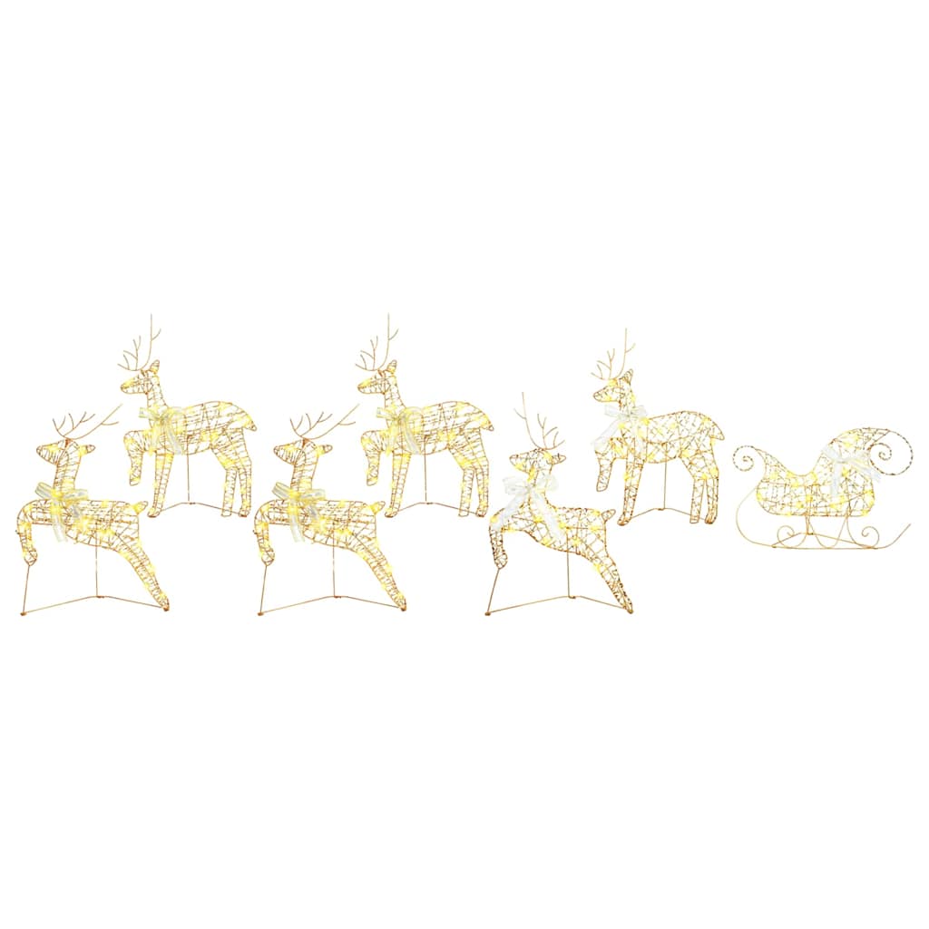 vidaXL LED Rendieren 5 pcs Goud Stof