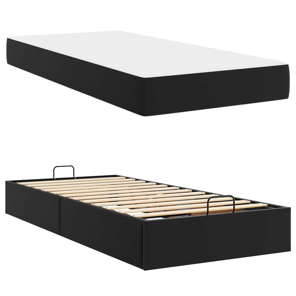 vidaXL Bedframe met matras met matras Zwart 80 x 200 cm Kunstleer