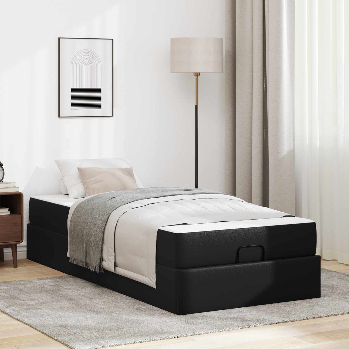 vidaXL Bedframe met matras met matras Zwart 80 x 200 cm Kunstleer