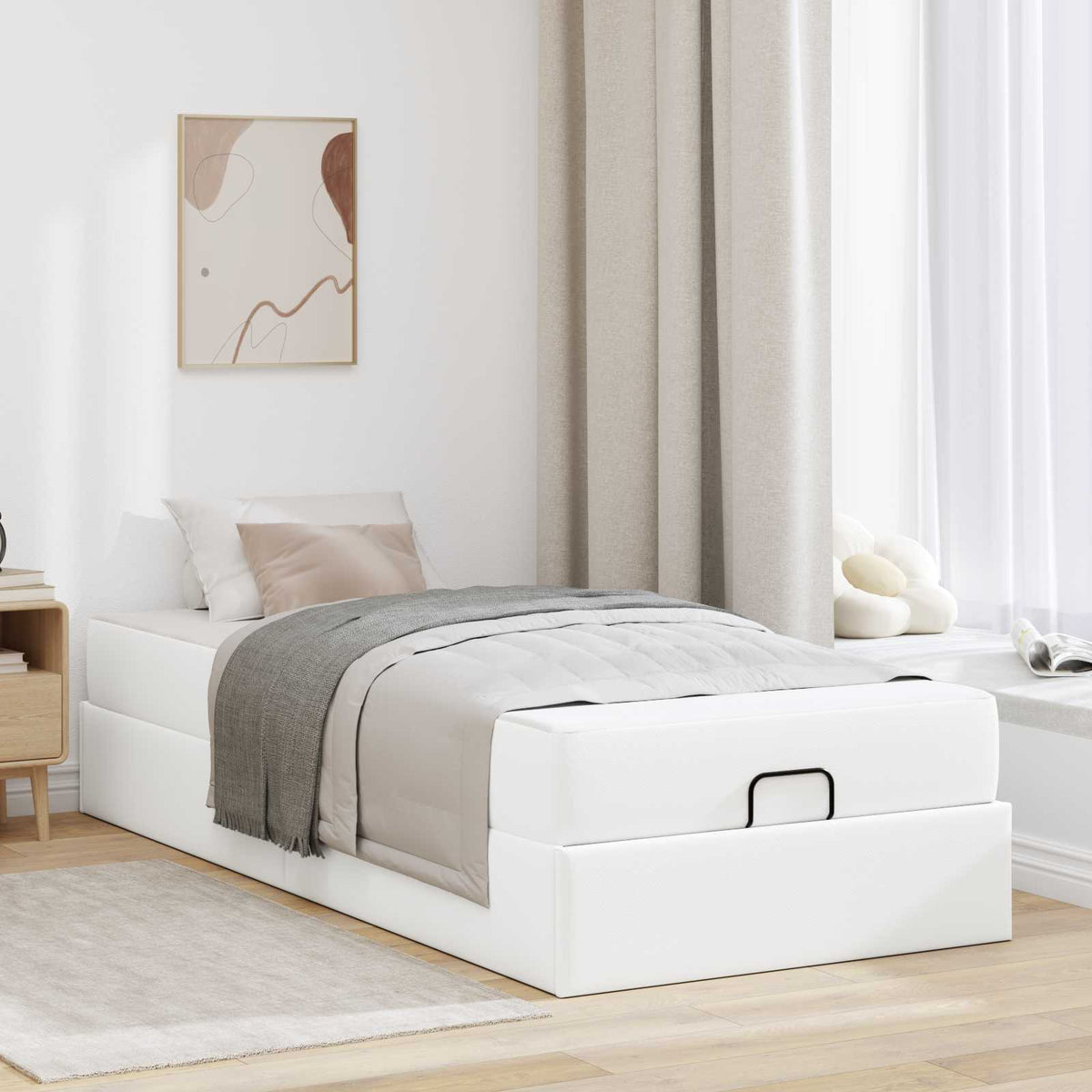 vidaXL Bedframe met matras met matras Zwart 80 x 200 cm Kunstleer