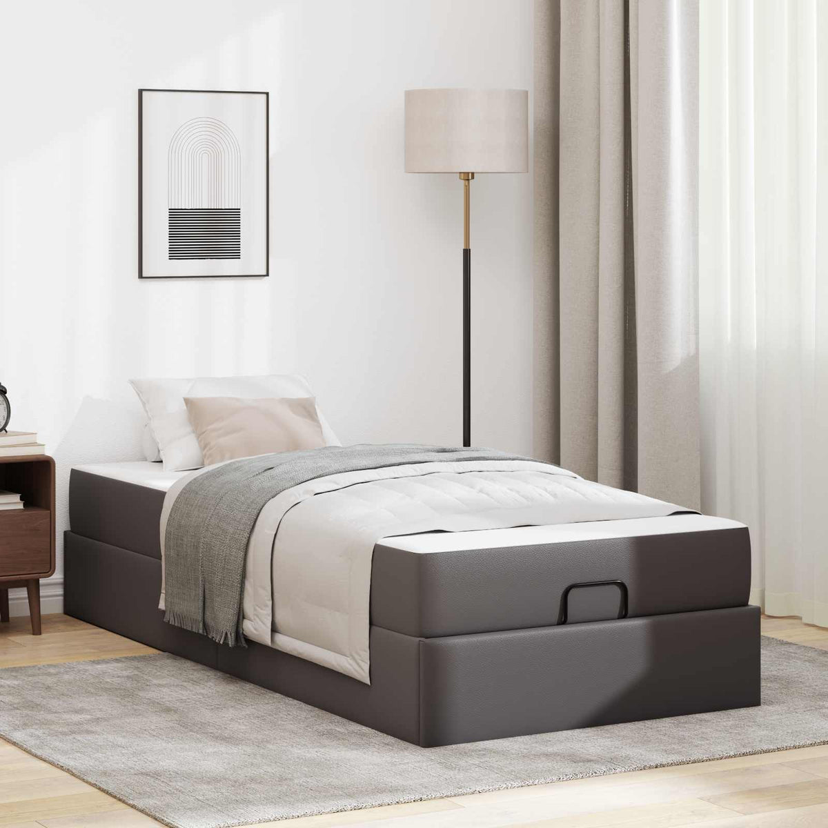 vidaXL Bedframe met matras met matras Zwart 80 x 200 cm Kunstleer