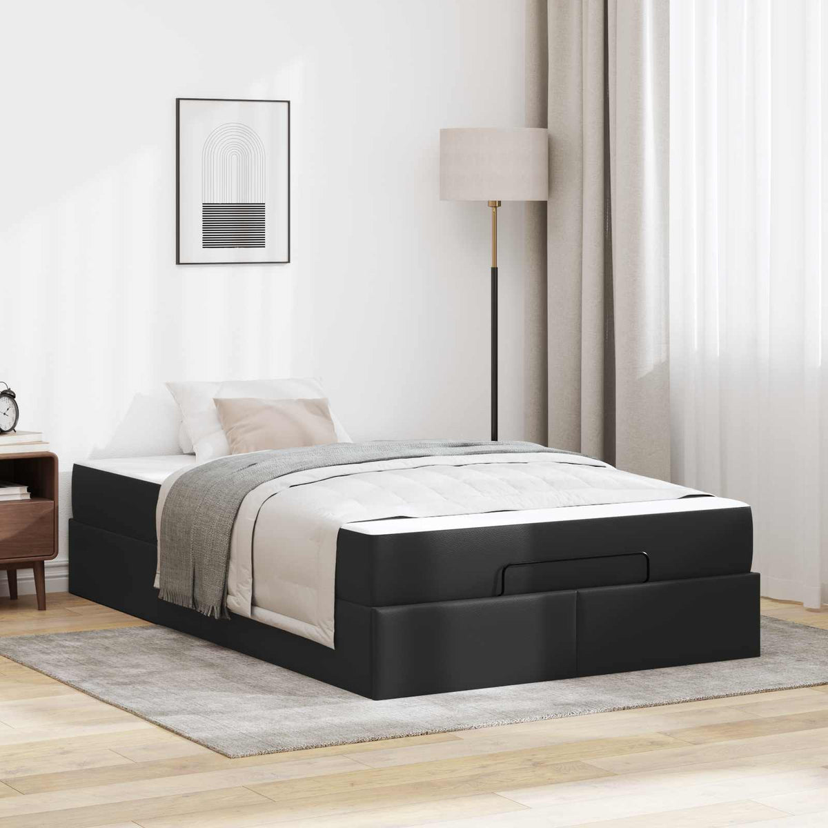 vidaXL Bedframe met matras met matras Zwart 80 x 200 cm Kunstleer