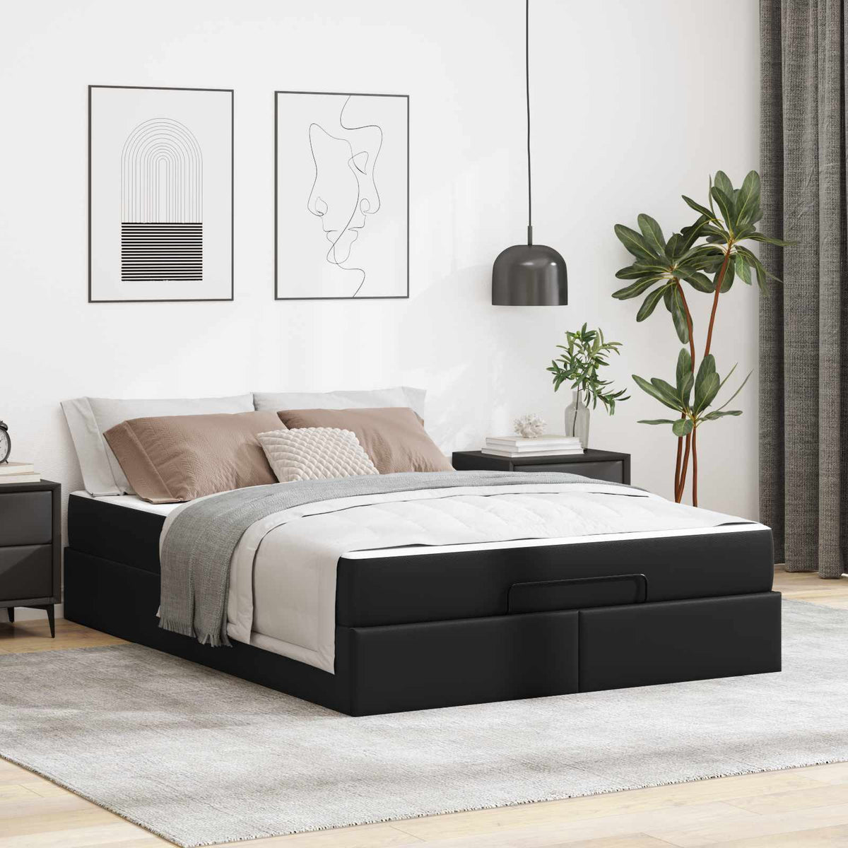vidaXL Bedframe met matras met matras Zwart 80 x 200 cm Kunstleer