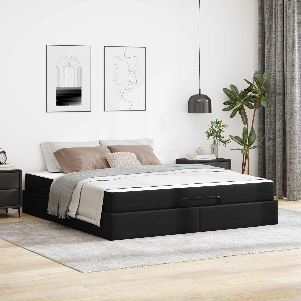 vidaXL Bedframe met matras met matras Zwart 80 x 200 cm Kunstleer