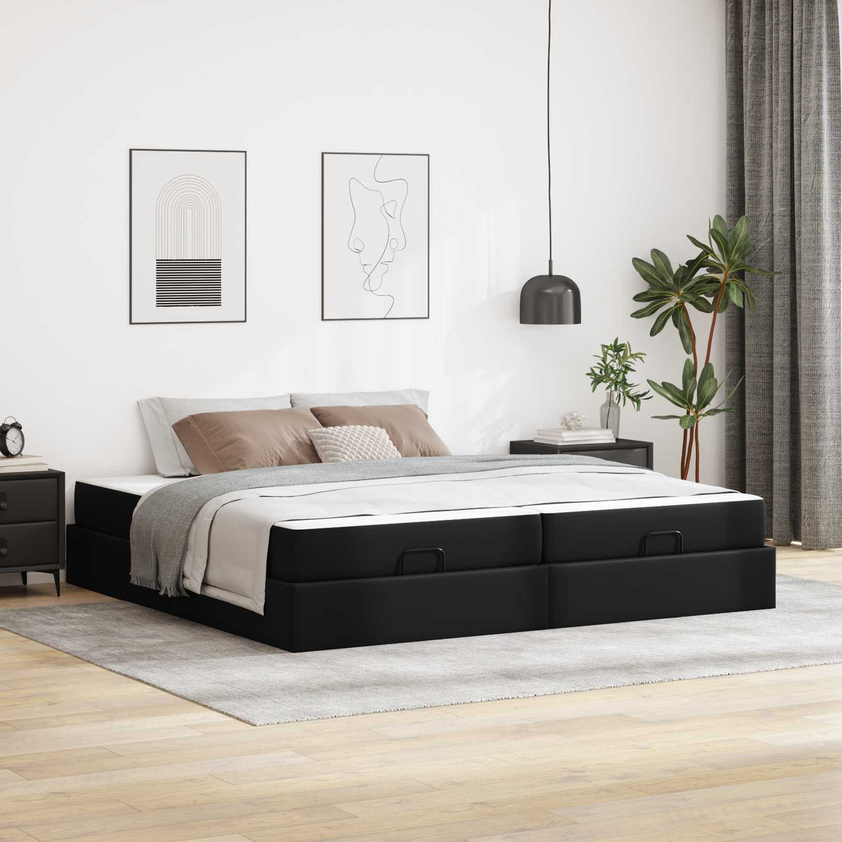 vidaXL Bedframe met matras met matras Zwart 80 x 200 cm Kunstleer