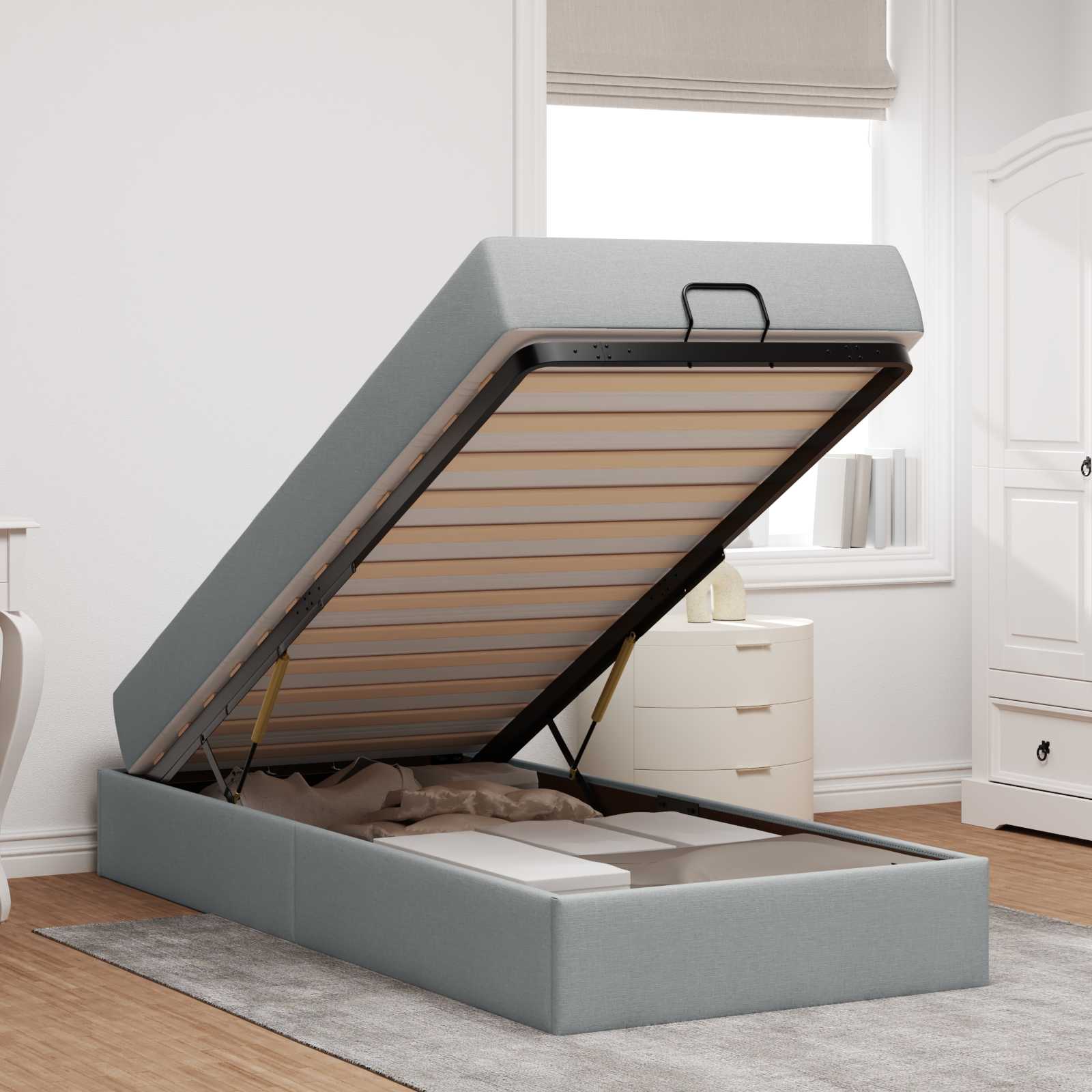 vidaXL Bedframe met matras Lichtgrijs 80 x 200 cm Stof