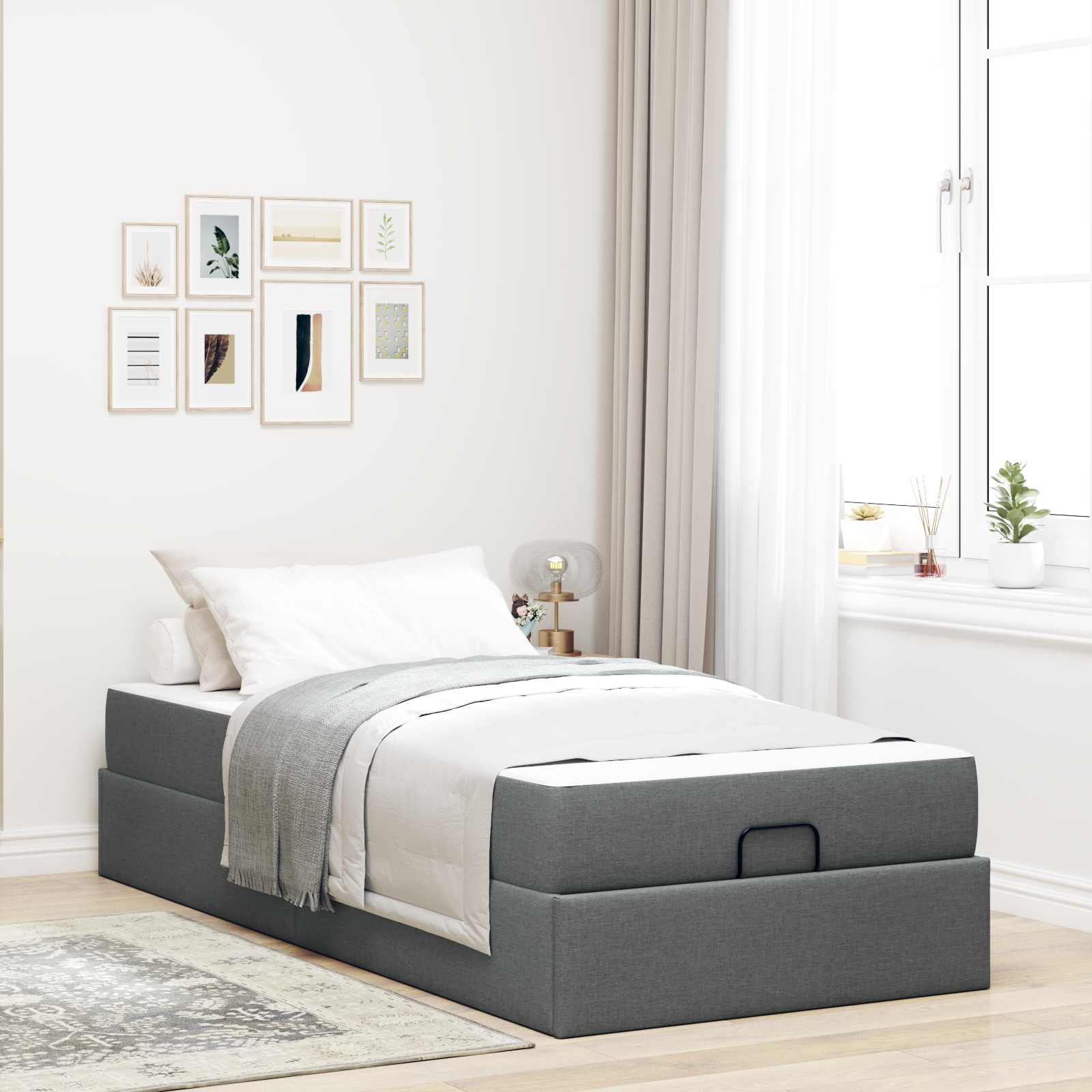 vidaXL Bedframe met matras Lichtgrijs 80 x 200 cm Stof