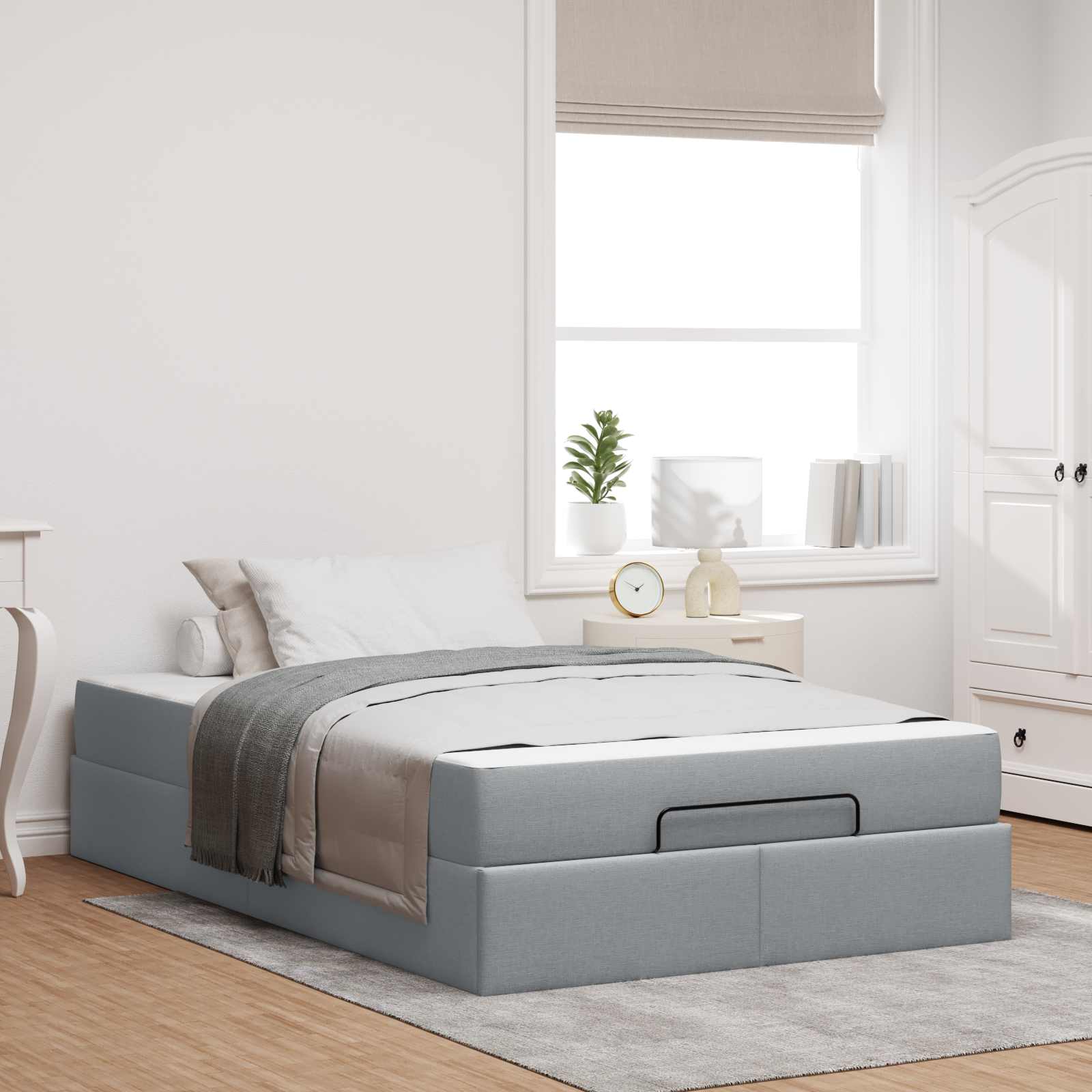 vidaXL Bedframe met matras Lichtgrijs 80 x 200 cm Stof