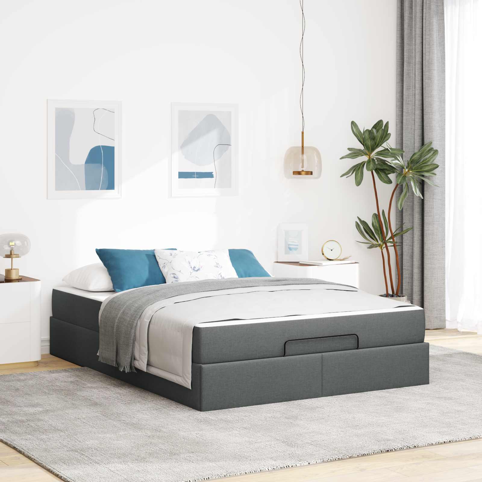 vidaXL Bedframe met matras Lichtgrijs 80 x 200 cm Stof