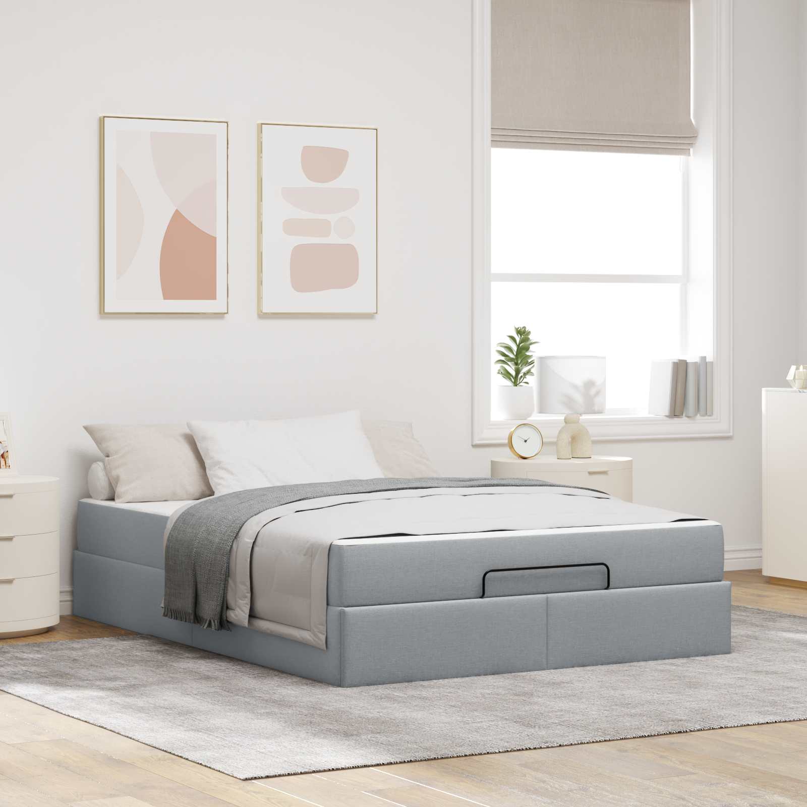 vidaXL Bedframe met matras Lichtgrijs 80 x 200 cm Stof