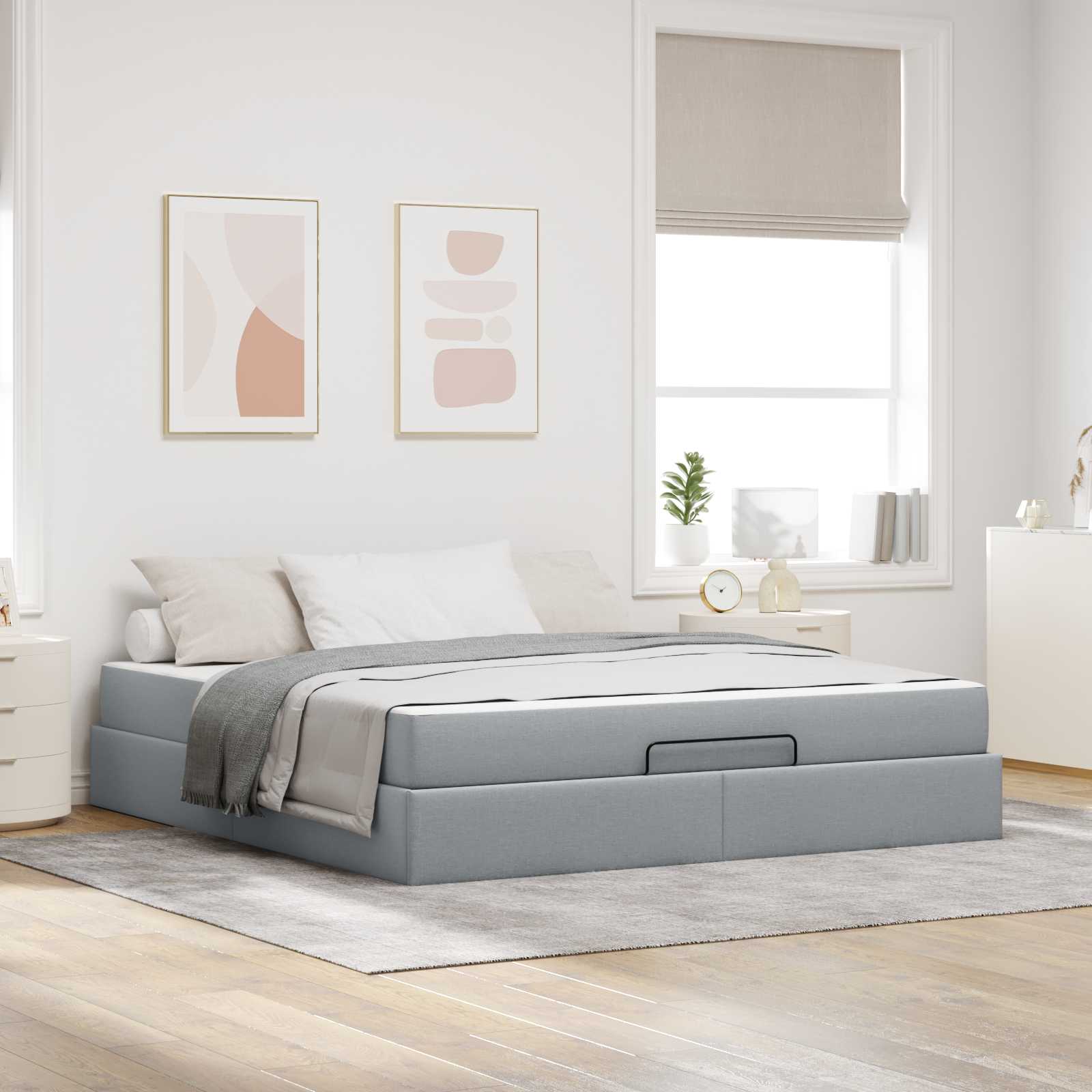 vidaXL Bedframe met matras Lichtgrijs 80 x 200 cm Stof