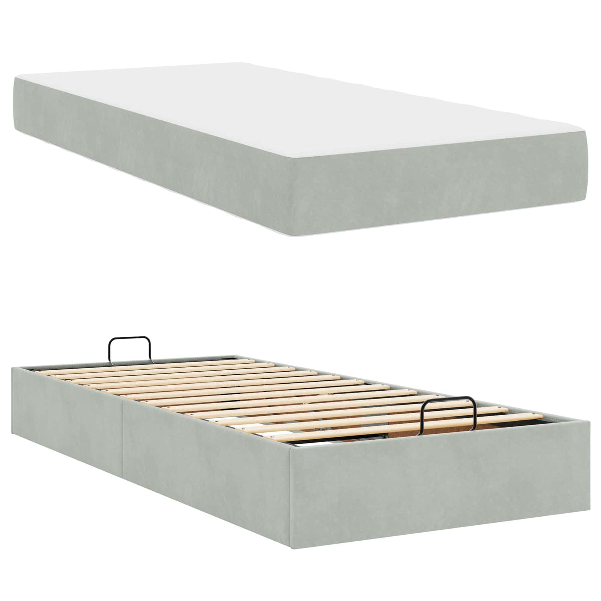 vidaXL Bedframe met matras met opslag Lichtgrijs 80 x 200 cm Fluweel