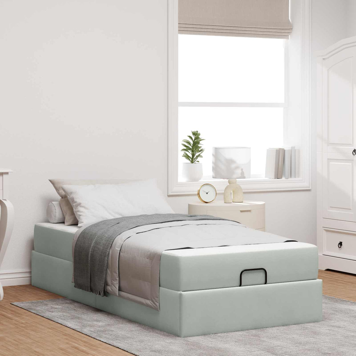 vidaXL Bedframe met matras met opslag Lichtgrijs 80 x 200 cm Fluweel