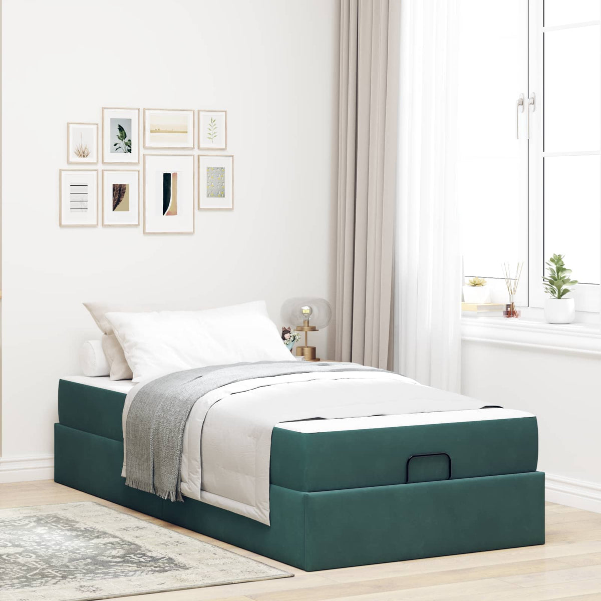 vidaXL Bedframe met matras met opslag Lichtgrijs 80 x 200 cm Fluweel