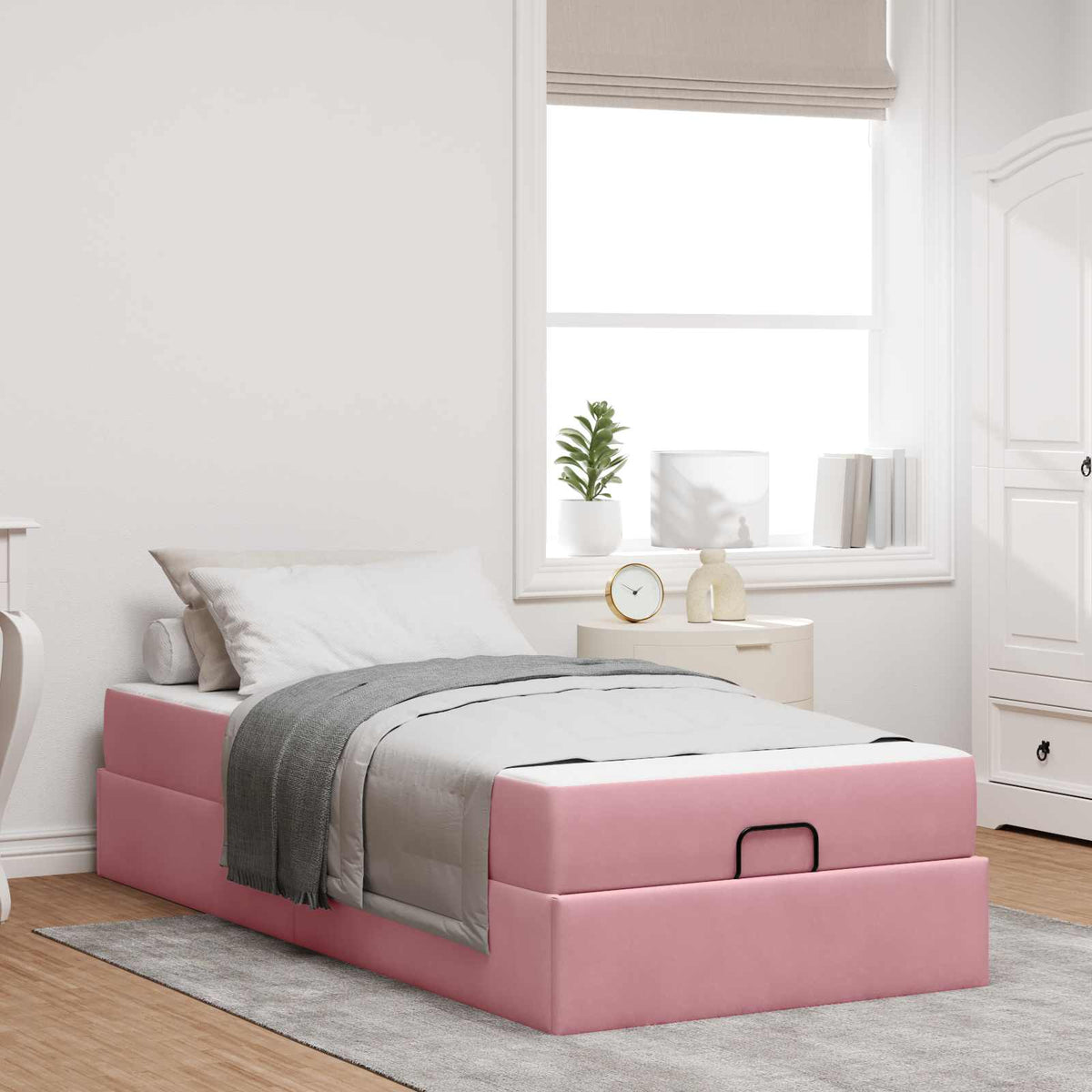 vidaXL Bedframe met matras met opslag Lichtgrijs 80 x 200 cm Fluweel