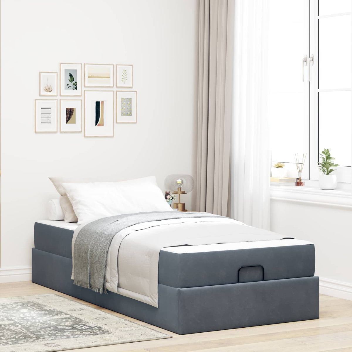 vidaXL Bedframe met matras met opslag Lichtgrijs 80 x 200 cm Fluweel