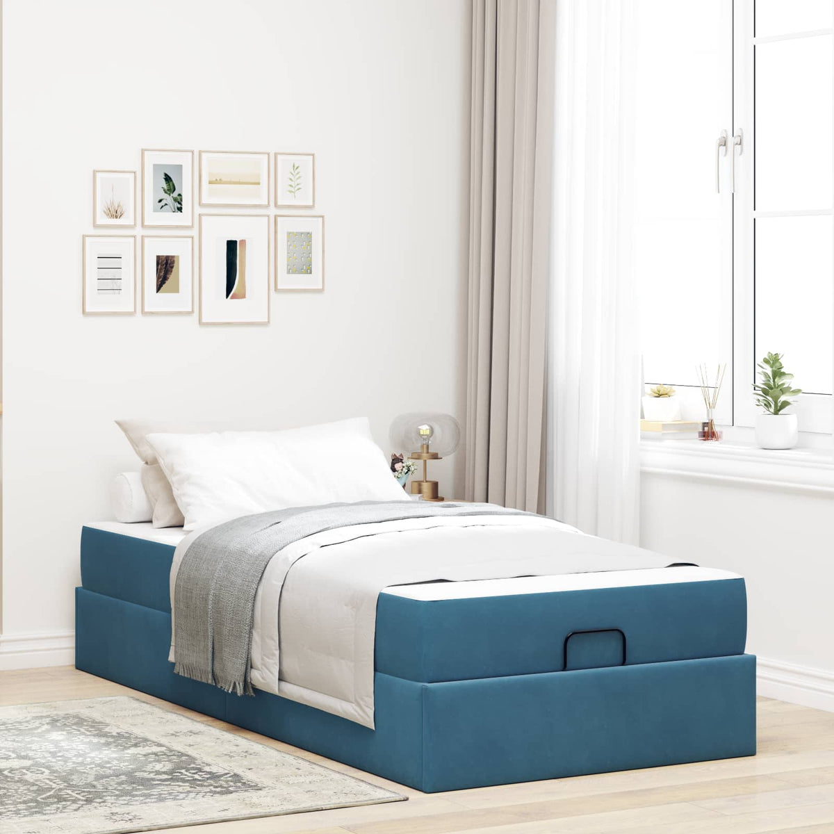 vidaXL Bedframe met matras met opslag Lichtgrijs 80 x 200 cm Fluweel