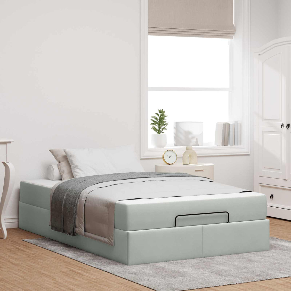 vidaXL Bedframe met matras met opslag Lichtgrijs 80 x 200 cm Fluweel