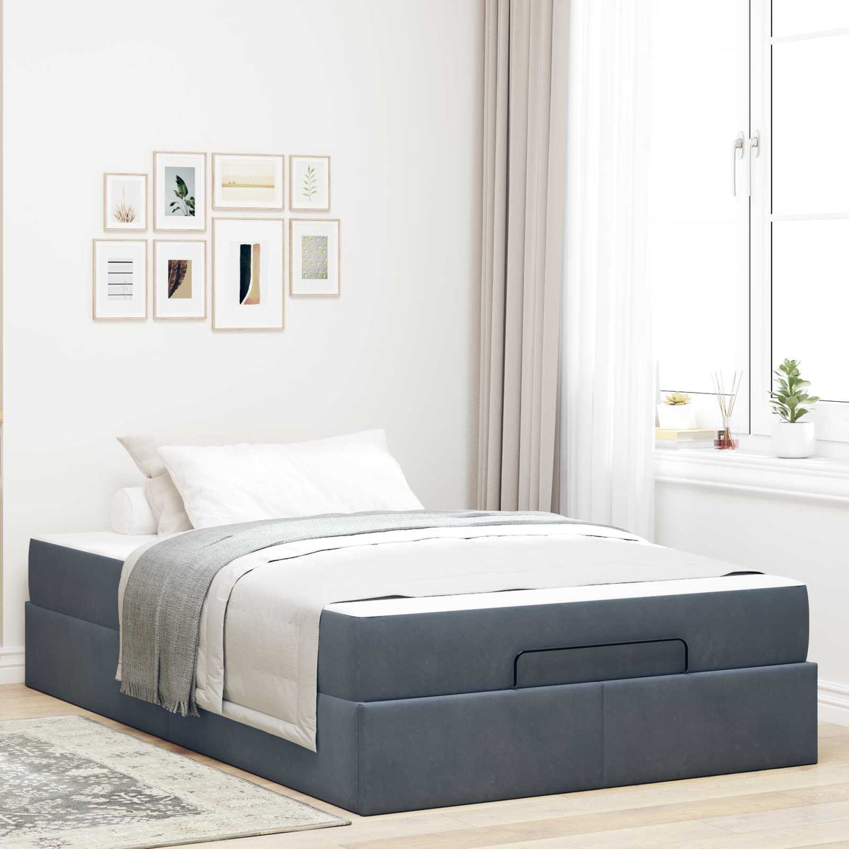 vidaXL Bedframe met matras met opslag Lichtgrijs 80 x 200 cm Fluweel