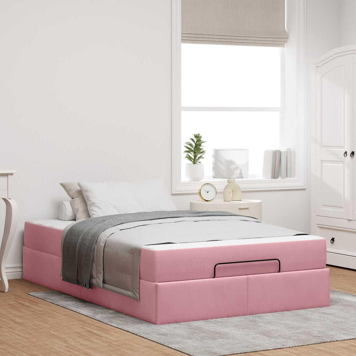 vidaXL Bedframe met matras met opslag Lichtgrijs 80 x 200 cm Fluweel