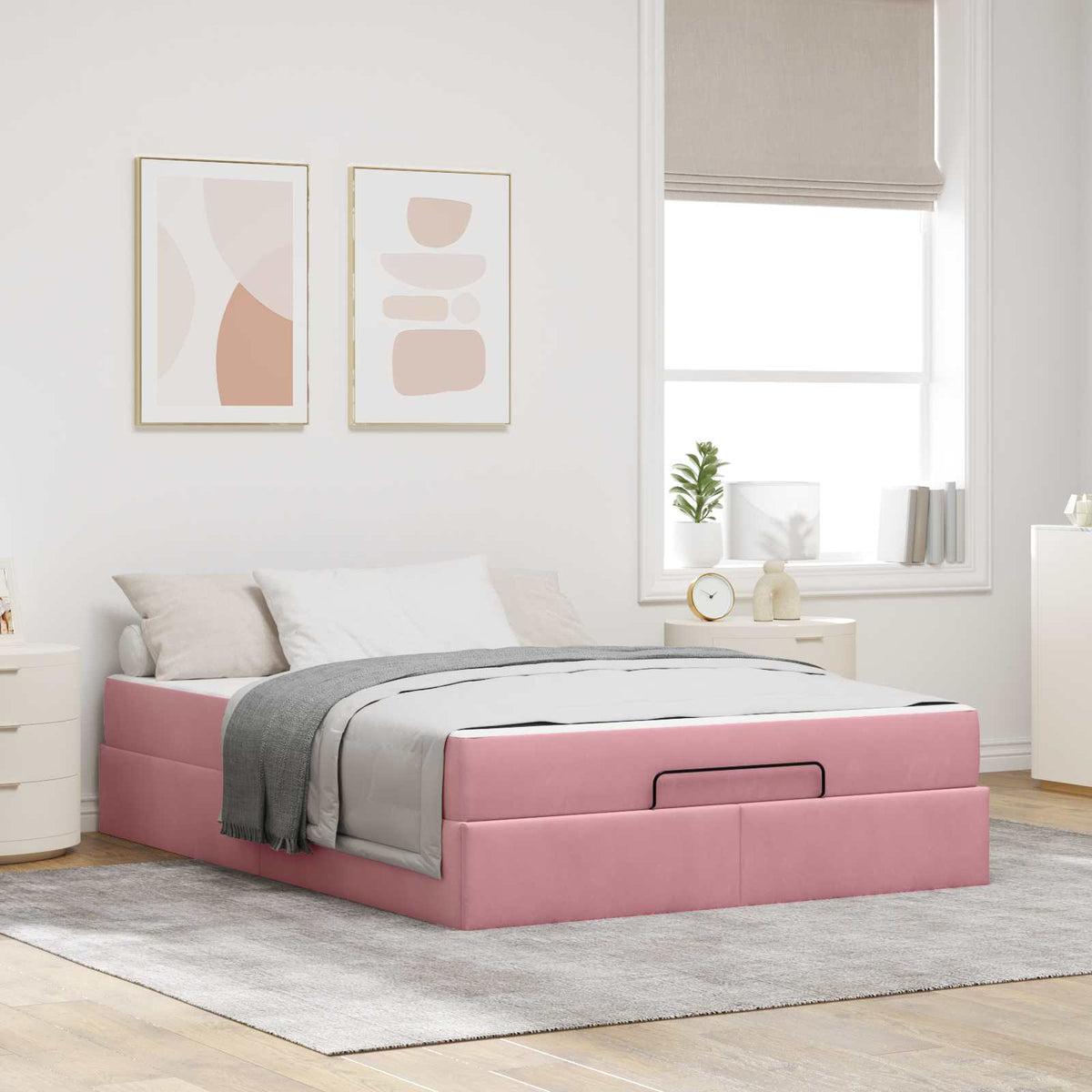 vidaXL Bedframe met matras met opslag Lichtgrijs 80 x 200 cm Fluweel
