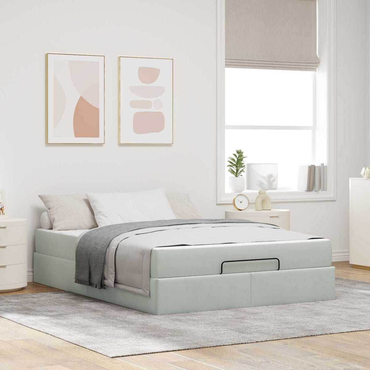 vidaXL Bedframe met matras met opslag Lichtgrijs 80 x 200 cm Fluweel