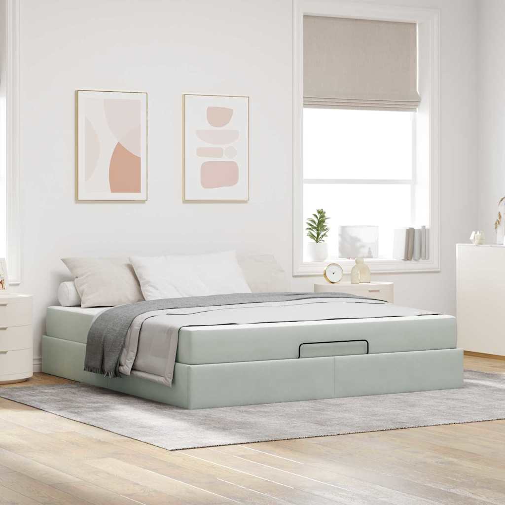 vidaXL Bedframe met matras met opslag Lichtgrijs 80 x 200 cm Fluweel