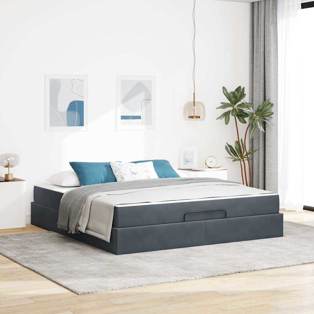 vidaXL Bedframe met matras met opslag Lichtgrijs 80 x 200 cm Fluweel