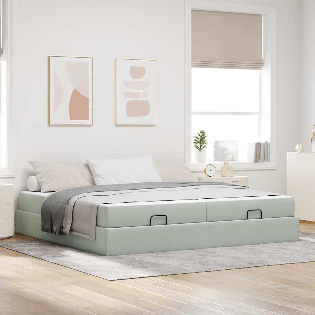 vidaXL Bedframe met matras met opslag Lichtgrijs 80 x 200 cm Fluweel