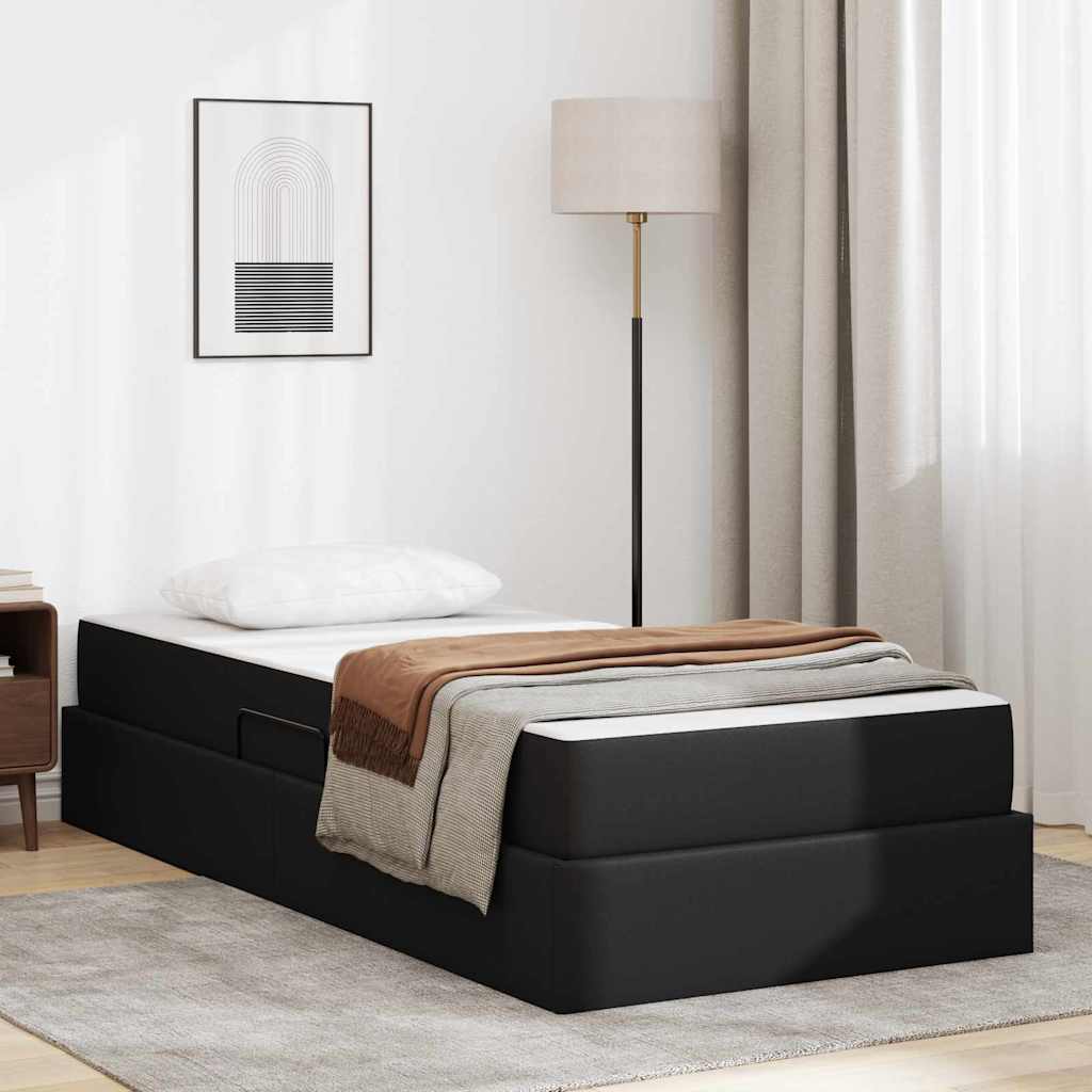 vidaXL Opbergbed met matras met matras Zwart 120 x 190 cm Nep Leer