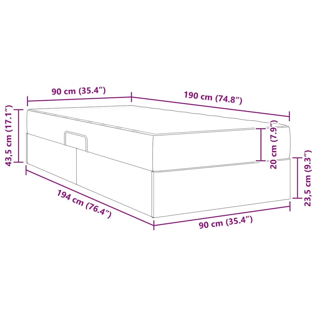vidaXL Opbergbed met matras met matras Zwart 120 x 190 cm Nep Leer