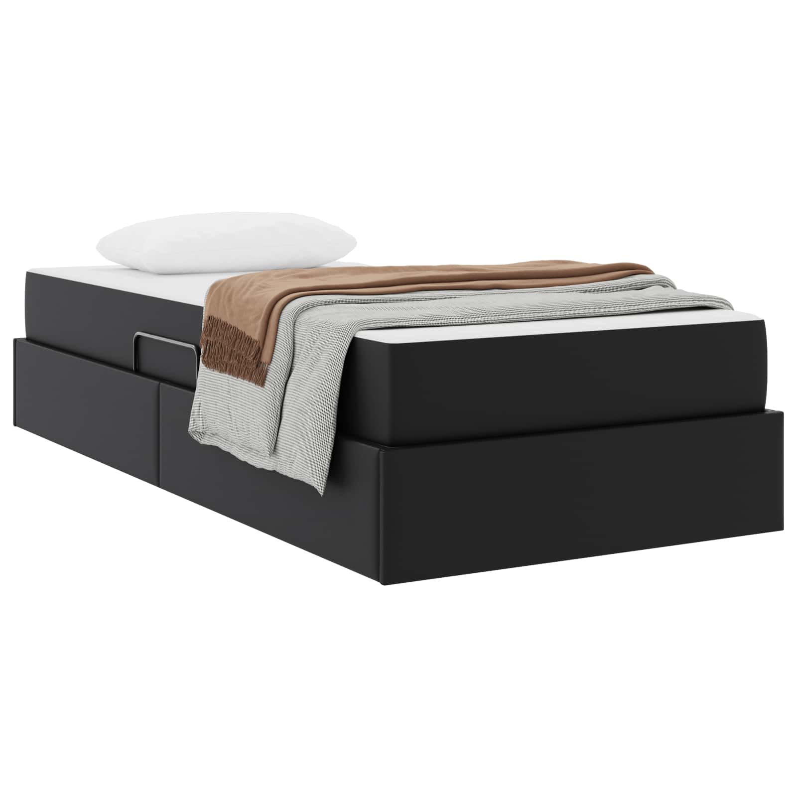 vidaXL Opbergbed met matras met matras Zwart 120 x 190 cm Nep Leer
