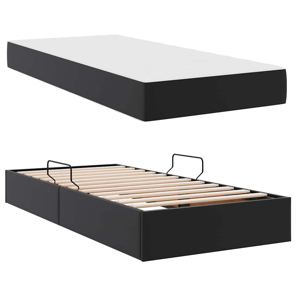vidaXL Opbergbed met matras met matras Zwart 120 x 190 cm Nep Leer
